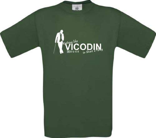 Dr House Kult Nothing Like Vicodin to Start a Day T-Shirt S-XXL, Grün, L von Shirt-Instyle