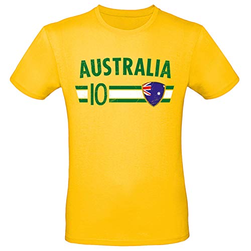Shirt-Panda Fußball WM T-Shirt · Fan Artikel · Nummer 10 · Passend zur Weltmeisterschaft · Nationalmannschaft Länder Trikot Jersey für 2022 · Herren Damen Kinder · Australien Australia M von Shirt-Panda
