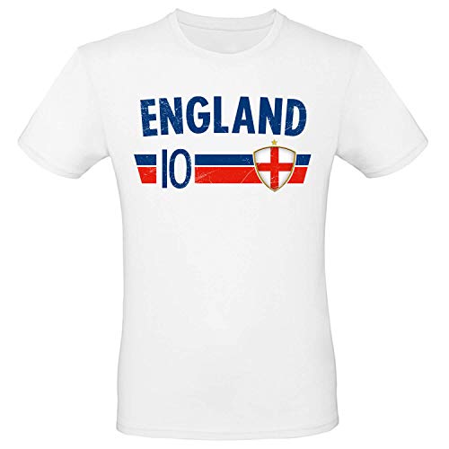 Shirt-Panda Fußball WM T-Shirt · Fan Artikel · Nummer 10 · Passend zur Weltmeisterschaft · Nationalmannschaft Länder Trikot Jersey für 2022 · Herren Damen Kinder · England XXL von Shirt-Panda
