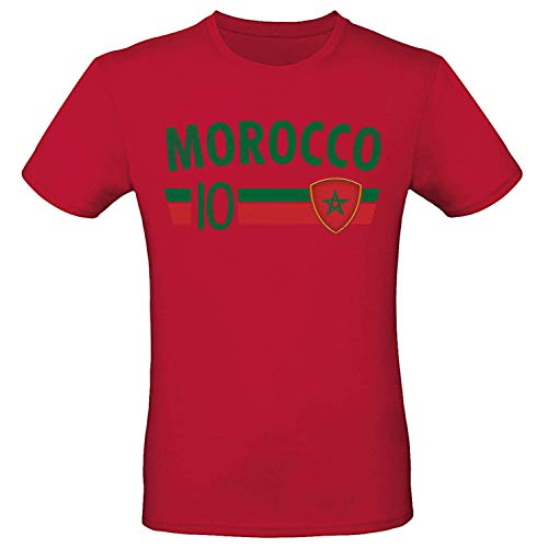 Shirt-Panda Fußball WM T-Shirt · Fan Artikel · Nummer 10 · Passend zur Weltmeisterschaft · Nationalmannschaft Länder Trikot Jersey für 2022 · Herren Damen Kinder · Marokko Marocco L von Shirt-Panda