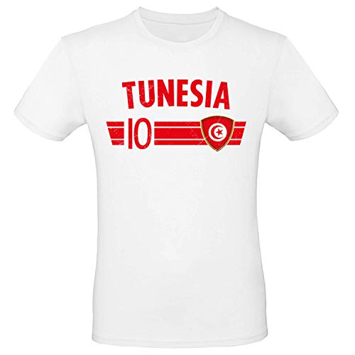 Shirt-Panda Fußball WM T-Shirt · Fan Artikel · Nummer 10 · Passend zur Weltmeisterschaft · Nationalmannschaft Länder Trikot Jersey für 2022 · Herren Damen Kinder · Tunesien Tunisia 3XL von Shirt-Panda