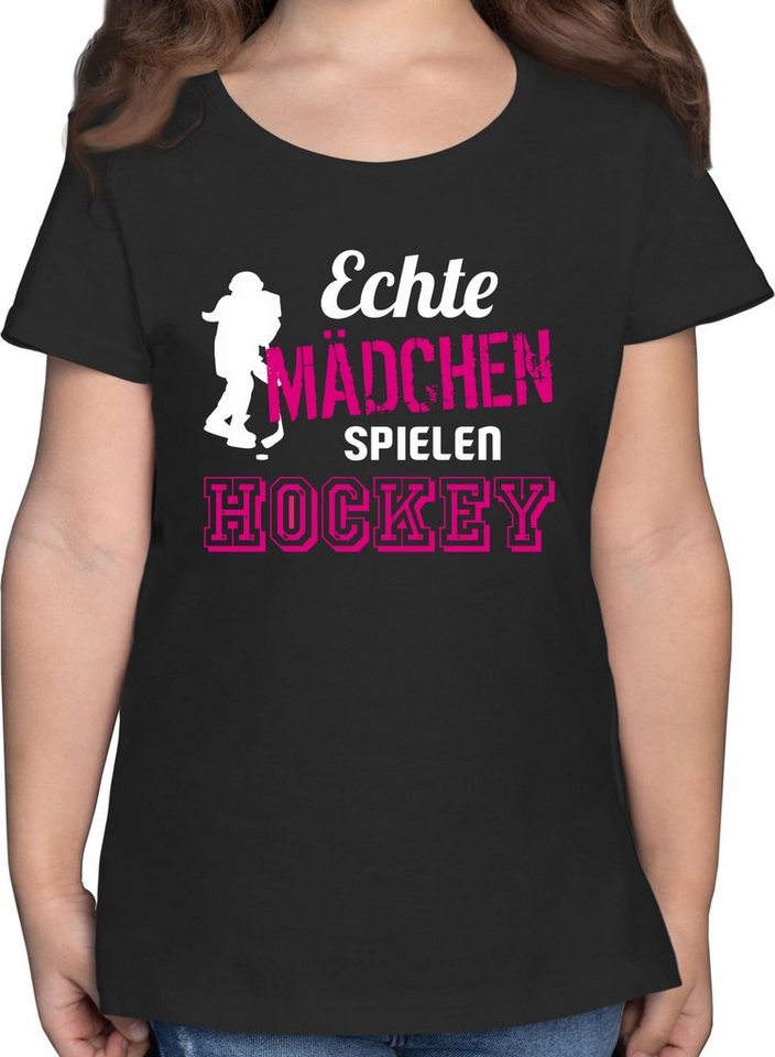 Shirtracer T-Shirt Echte Mädchen spielen Hockey Kinder Sport Kleidung von Shirtracer
