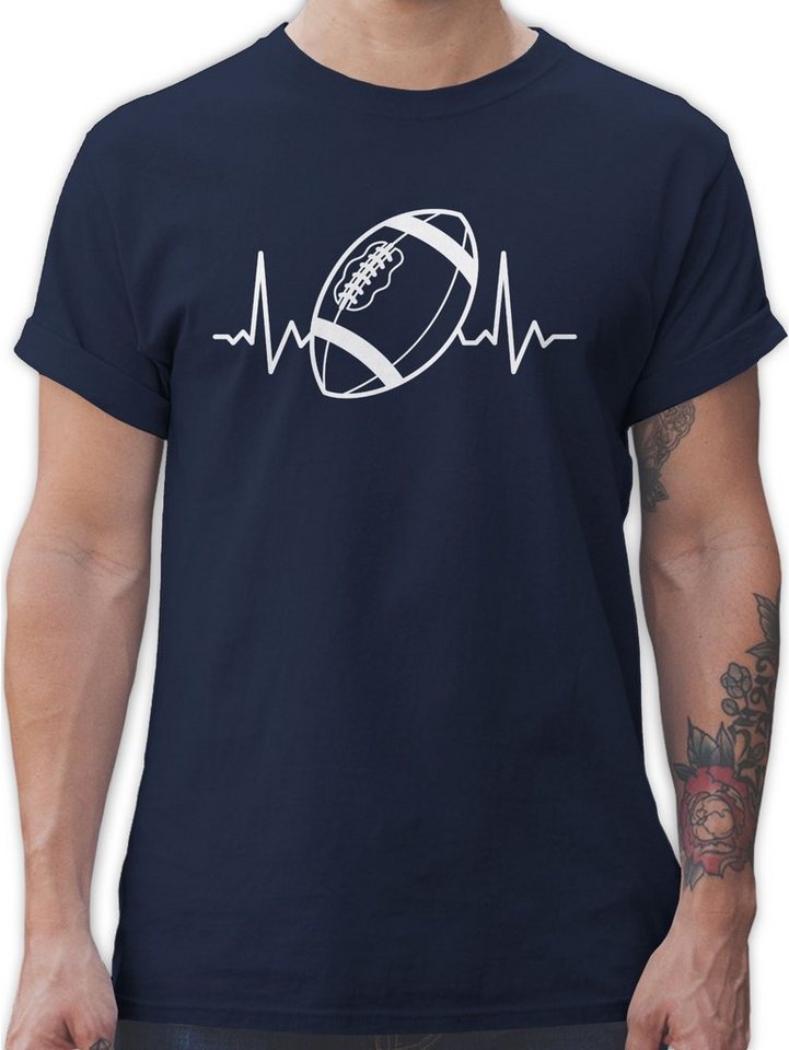 Shirtracer T-Shirt Football Herzschlag - weiß - American Football NFL - Herren Premium T-Shirt american football party - herren tshirt herzschlag - fun shirts von Shirtracer