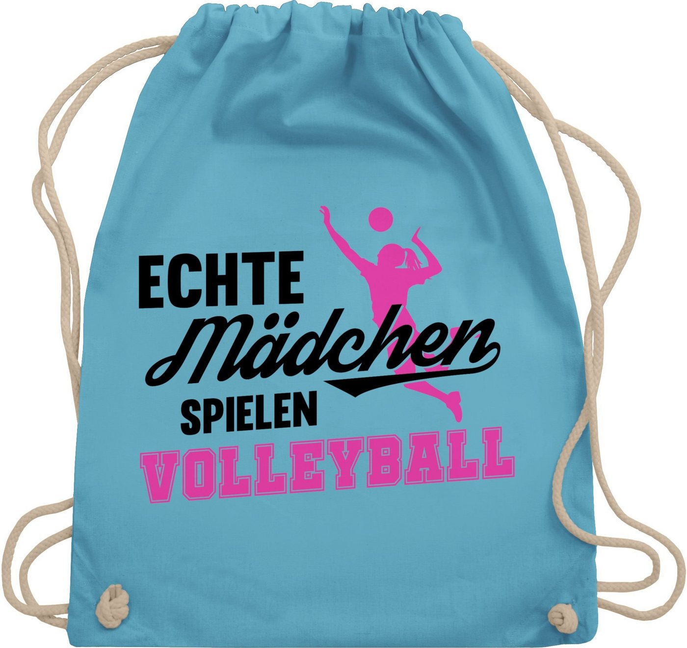 Shirtracer Turnbeutel Echte Mädchen spielen Volleyball schwarz / fuchsia, Volleyball Geschenke von Shirtracer