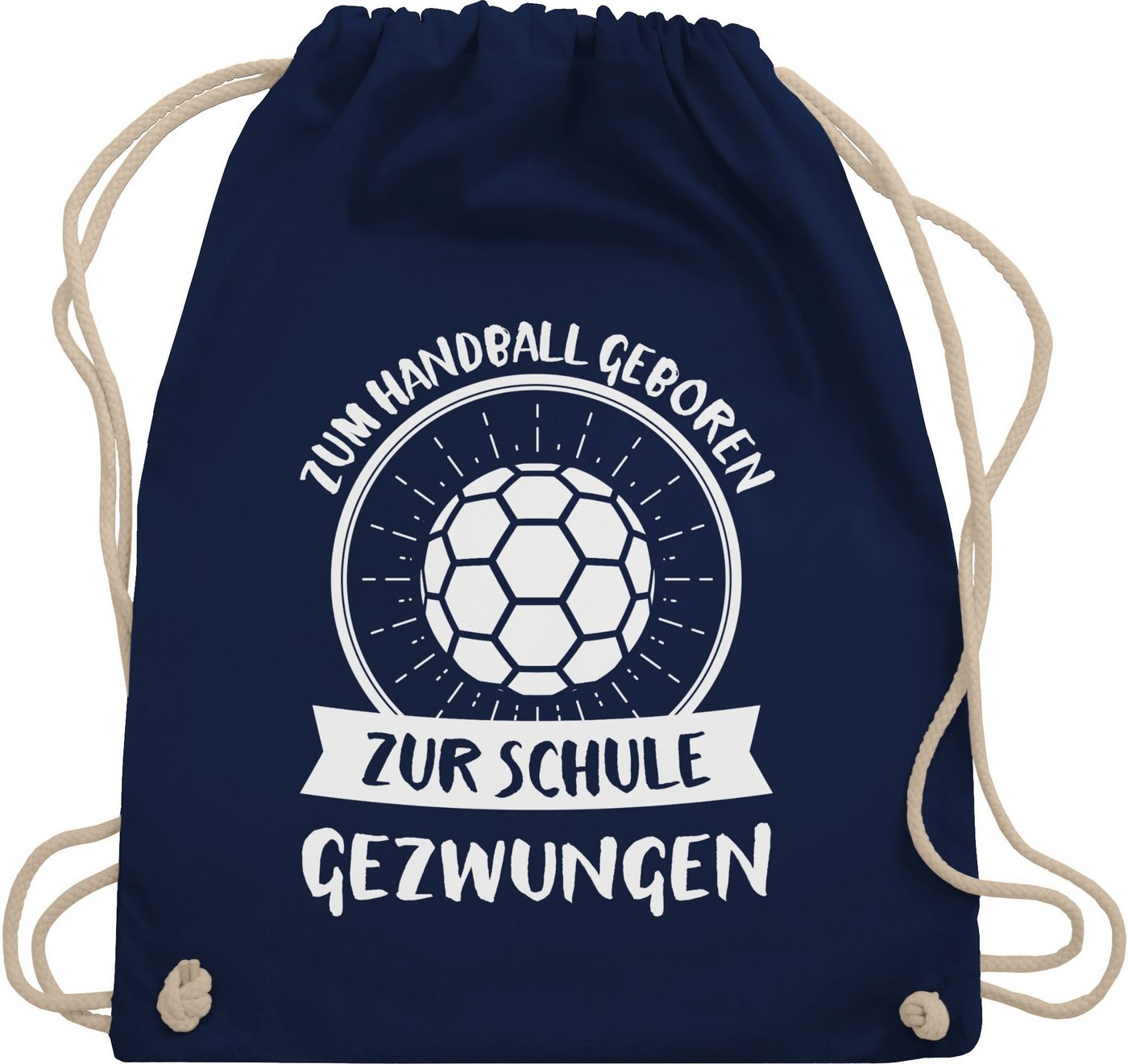 Shirtracer Turnbeutel Zum Handball geboren zur Schule gezwungen, Handball WM 2023 Trikot Ersatz von Shirtracer