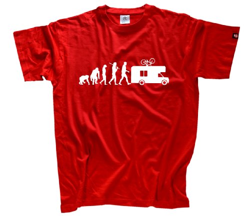 Shirtzshop Erwachsene T-Shirt Original Evolution Caravan Camper, Rot, XL, ss-shop-ev2_carav-t von Shirtzshop