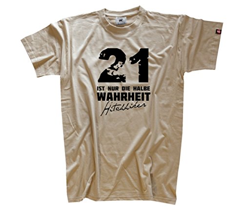 Shirtzshop Herren 21 ist nur die halbe Wahrheit-Hitchhikers T-Shirt, Beige, XL von Shirtzshop