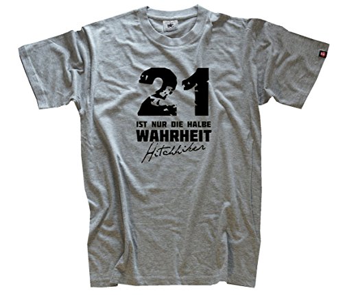 Shirtzshop Herren 21 ist nur die halbe Wahrheit-Hitchhikers T-Shirt, Grau, L von Shirtzshop