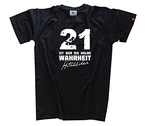 Shirtzshop Herren 21 ist nur die halbe Wahrheit-Hitchhikers T-Shirt, Schwarz, XXXL von Shirtzshop