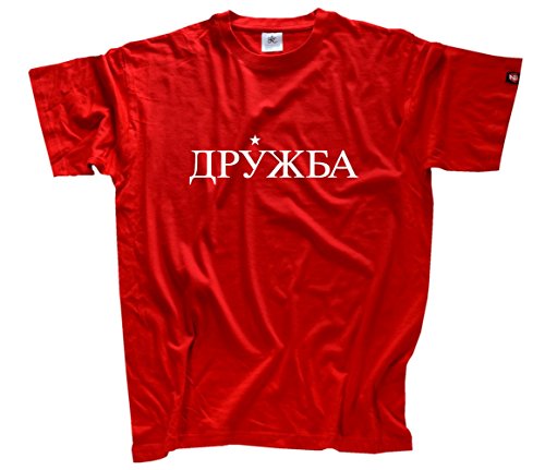 Shirtzshop Herren Druschba-Freundschaft-Russland Russisch T-Shirt L, Rot, L von Shirtzshop