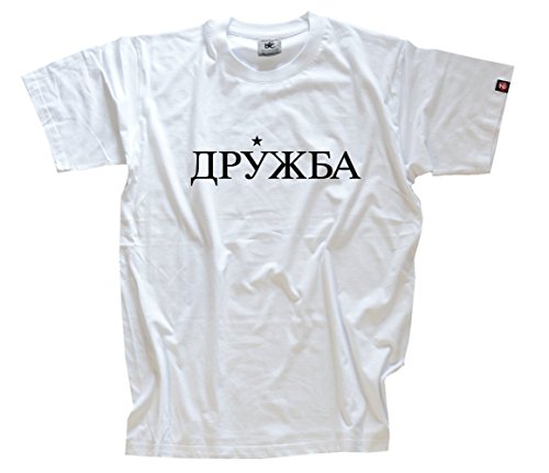 Shirtzshop Herren Druschba-Freundschaft-Russland Russisch T-Shirt XL, Weiß von Shirtzshop