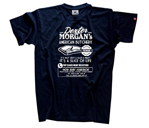 Shirtzshop Herren Famous Movie-Dexter Morgans American Butchery II T-Shirt Navy L von Shirtzshop