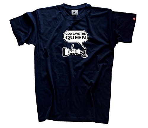 Shirtzshop Herren God Save The Queen-Schach T-Shirt Navy L von Shirtzshop