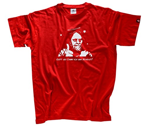 Shirtzshop Herren Gott sei Dank Bin ich Atheist T-Shirt Rot XXL von Shirtzshop