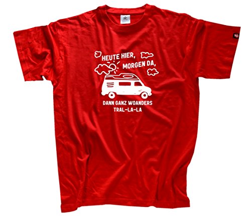 Shirtzshop Herren Heute Hier Morgen da-Wohnmobil Camper Caravan T-Shirt, Rot, M von Shirtzshop