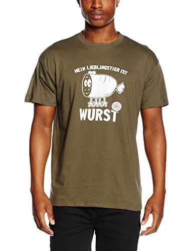 Shirtzshop Herren Mein Lieblingstier ist Wurst-Fleischer Metzger T-Shirt Olive XL von Shirtzshop