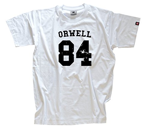 Shirtzshop Herren Orwell 84-University Style T-Shirt, Weiß, L von Shirtzshop