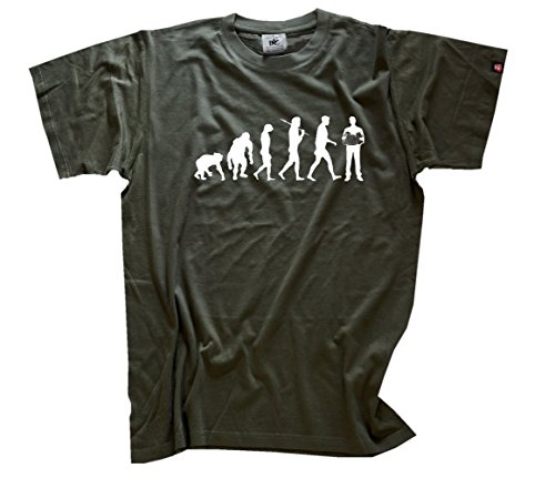 Shirtzshop Herren Standard Edition Akkordeon Akordeonspieler Ziehharmonika Evolution T-Shirt, Olive, L von Shirtzshop