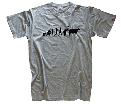 Shirtzshop Herren Standard Edition Besamer Bauernhof Evolution T-Shirt, Grau, XL von Shirtzshop