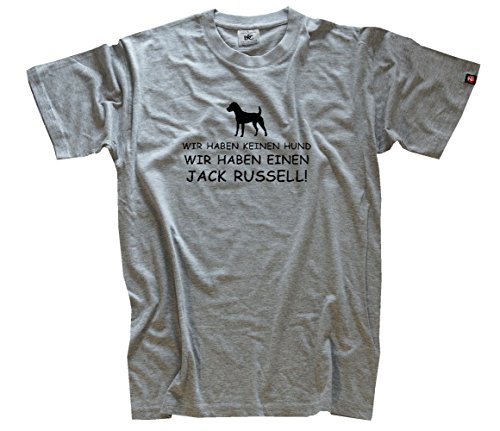 Shirtzshop Herren Wir haben keinen Hund-wir haben einen Jack Russel Terrier T-Shirt, Grau, L von Shirtzshop