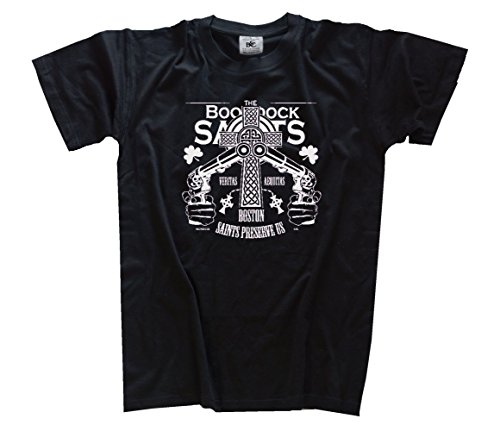 Shirtzshop T-Shirt Topten 08 Veritas Aequitas VI-Boston Saints Preserve us, Schwarz, L von Shirtzshop