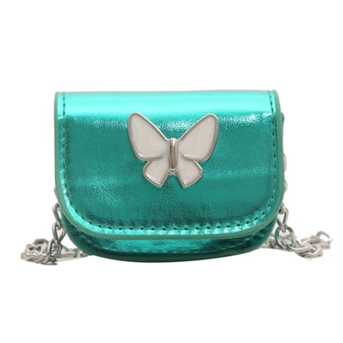 Modische Lippenstift-Tasche für Damen, mit Crossbody-Kette, niedlicher Schmetterlings-Münzgeldbörse, grün von Shntig