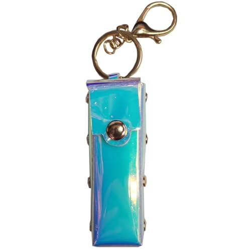Schlüsselanhänger Ledertasche Chapstick Anhänger für Frauen Tragbares Lippenetui für Reiserucksack, blau, M von Shntig