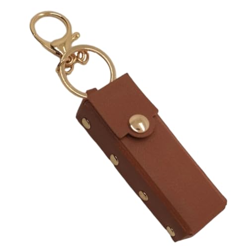 Schlüsselanhänger Ledertasche Chapstick Anhänger für Frauen Tragbares Lippenetui für Reiserucksack, braun, M von Shntig