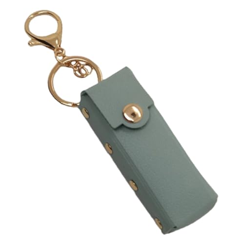 Schlüsselanhänger Ledertasche Chapstick Anhänger für Frauen Tragbares Lippenetui für Reiserucksack, grün, M von Shntig
