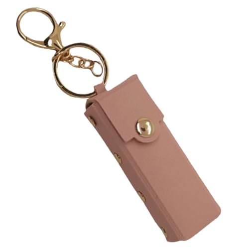 Schlüsselanhänger Ledertasche Chapstick Anhänger für Frauen Tragbares Lippenetui für Reiserucksack, rose, M von Shntig