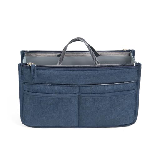 Stilvolle und geräumige Reise-Make-up-Tasche mit doppeltem Reißverschluss für den täglichen Gebrauch, marineblau, L von Shntig