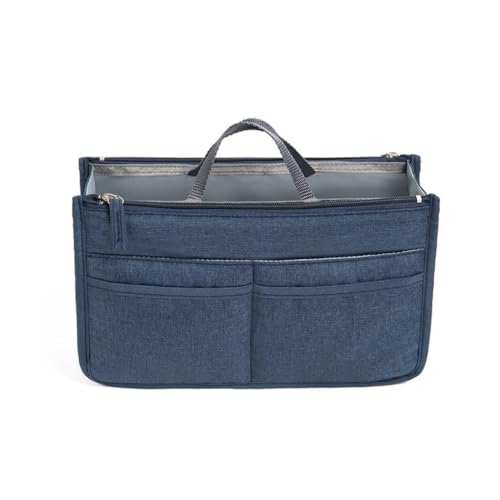Stilvolle und geräumige Reise-Make-up-Tasche mit doppeltem Reißverschluss für den täglichen Gebrauch, marineblau, S von Shntig