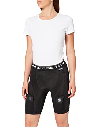 Shock Doctor Damen Tiefschutz Compression Hockey Short with Pelvic Protector Suspensorium, Black, S von Shock Doctor