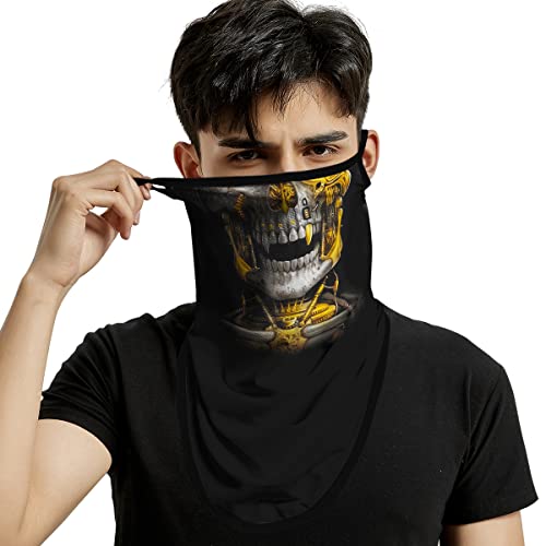 ShopINess 3D Ohrbügel Gesichtsmaske Bandana - Schädel Gold von ShopINess