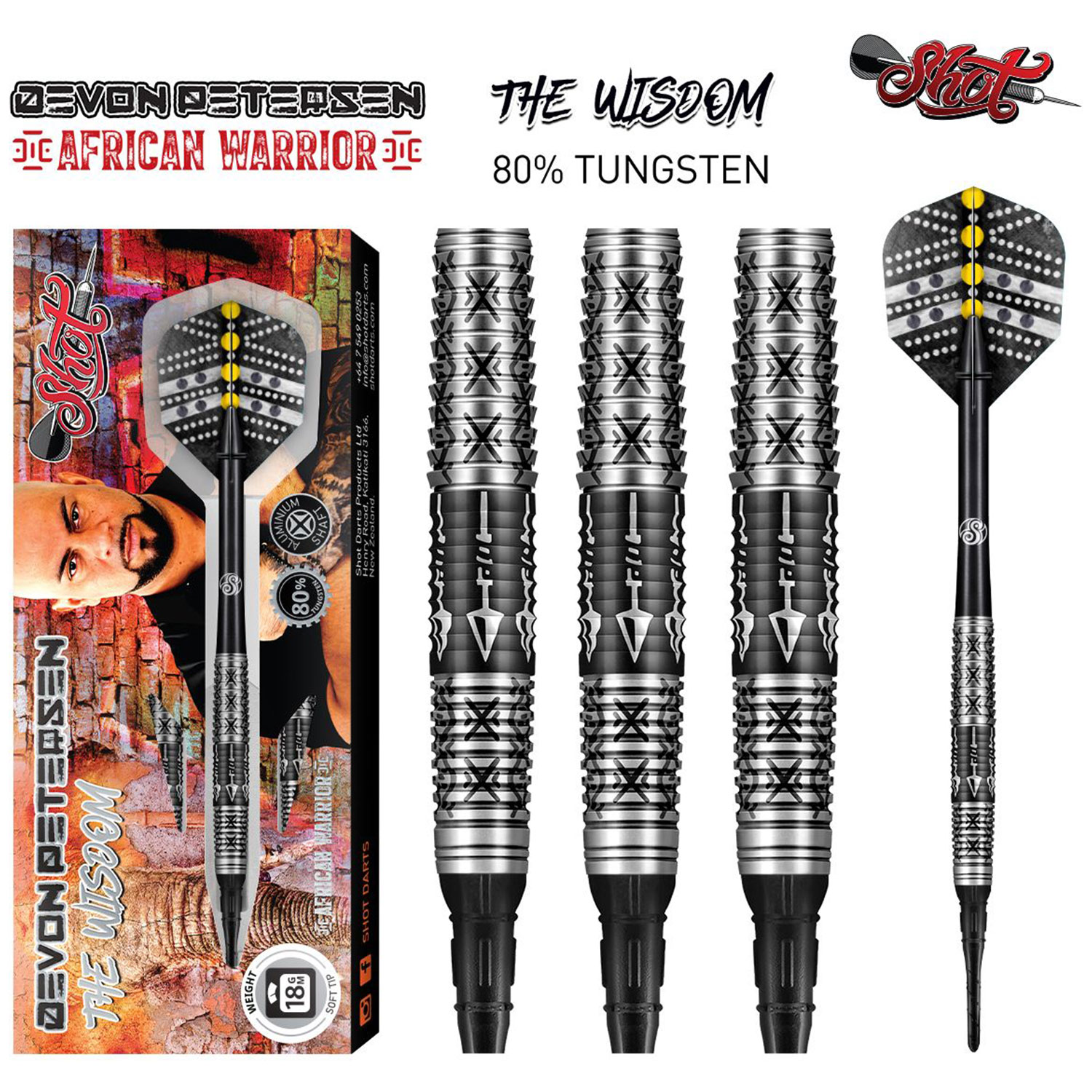 Shot Devon Petersen The Wisdom 18g Softtip - 80% von Shot