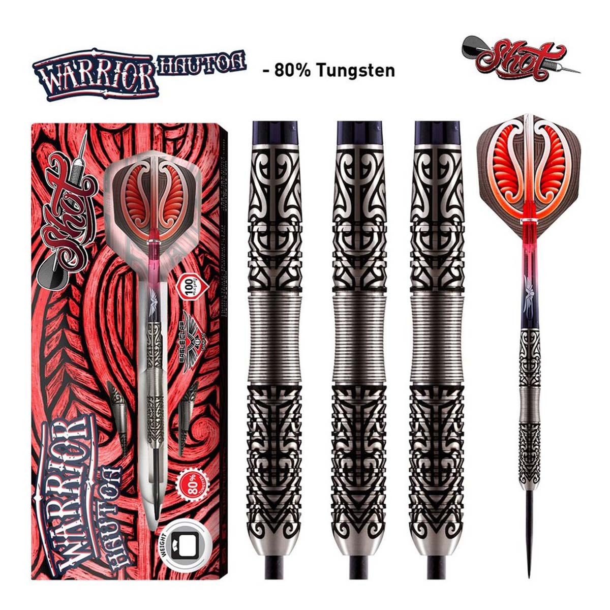 Warrior Hautoa Steel Tip Dart Set - 80% Tungsten 24g von Shot