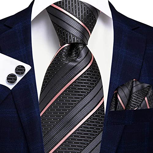 Herren Krawatte Set Jacquard Seide Krawatten Taschentuch Manschettenknöpfe Gewebte Streifen Krawatte Herren Hochzeit Business Krawatte,8 von Shouqiao