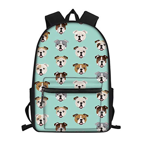 Showudesigns Rucksack mit Tiermotiv für Mädchen, für die Schule, Büchertasche für Kinder, Schulranzen und Studenten Blau English Bulldog Einheitsgröße von Showudesigns