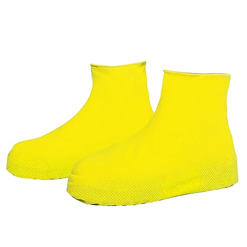 Shujin 1 Paar Unisex wasserdichte Silikon Regenüberschuhe, Regen Schuhüberzieher Überschuhe Anti-Rutsch Wiederverwendbare Regen-Schuhe Überziehschuhe Schuhschoner(Hohe Gelb,L(EU 40-44)) von Shujin
