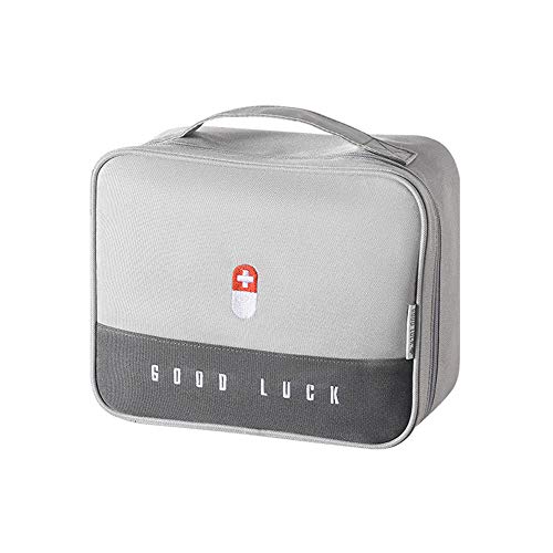Shujin Medikament Tasche Medizinbox Notfalltasche Erste-Hilfe-Tasche Leer Tragbare Aufbewahrungsbox Reisetasche Medizin für Zuhause Reisen Büro(Grau,25x20x13,5cm) von Shujin