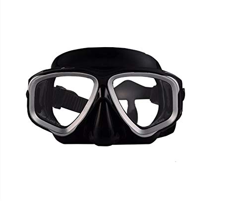 ShuoBeiter Tauchermaske kurzsichtig Diving Tauch Schnorchel Maske NEARSIGHTED Verschreibung RX Sehstärke (Silver Black, -3.0) von ShuoBeiter