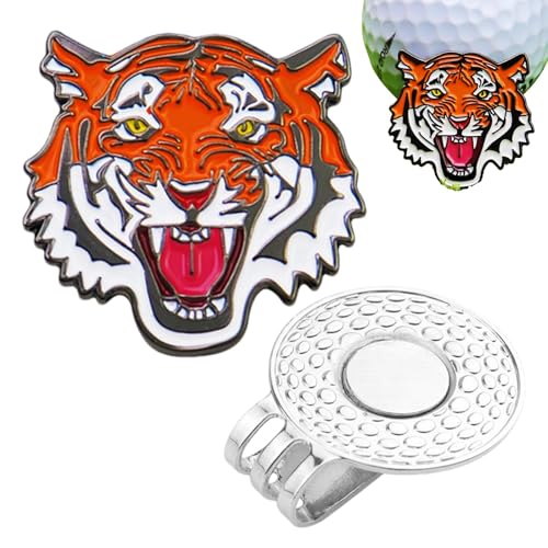 Shurzzesj Magnetischer Golfballmarker, magnetischer Hutclip für Golfmarker | Golfballhalter Tiger Design - Magnetische Golfball-Markierungshalter, Golfball-Halter-Clip, starker magnetischer Griff für von Shurzzesj