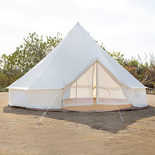SIBORTER Weißes Oxford-Glockenzelt Outdoor Wasserdichtes Familien-Camping-Zelt mit großer Kapazität (Durchmesser 6M) von Siborter