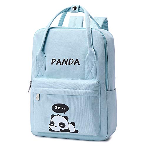 Mädchen Panda Drucken Schulrucksack Damen Rucksack Daypack Kinder Schultasche Aufdruck Freizeitrucksack Laptop Rucksack (Blau) von Siehin