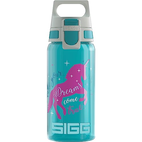 SIGG - Trinkflasche Kinder - Viva One Unicorn - Für Kohlensäurehaltige Getränke Geeignet - Auslaufsicher - Spülmaschinenfest - BPA-frei - Sport - Hellblau - 0,5L von SIGG