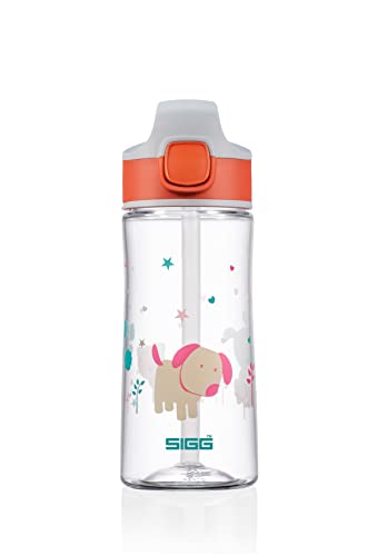 SIGG Miracle Kinder Trinkflasche (0.45 L), Kinderflasche mit auslaufsicherem Deckel, einhändig bedienbare Trinkflasche mit Strohhalm von SIGG