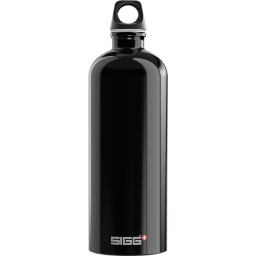 SIGG - Alu Trinkflasche - Traveller Schwarz - Klimaneutral Zertifiziert - Für Kohlensäurehaltige Getränke Geeignet - Auslaufsicher - Federleicht - BPA-frei - Schwarz - 0,6L von SIGG