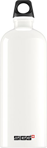 SIGG Traveller White Trinkflasche (1 L), schadstofffreie und auslaufsichere Trinkflasche, federleichte Trinkflasche aus Aluminium von SIGG