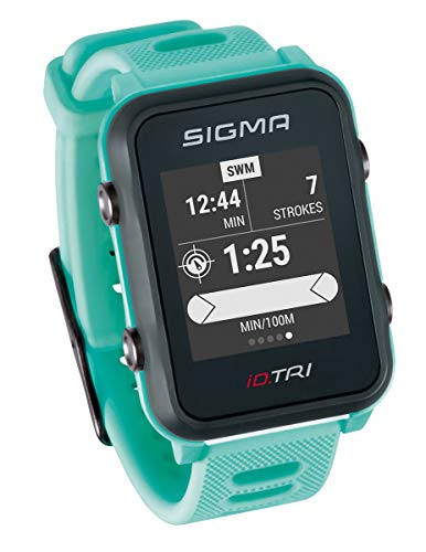 Sigma Sport iD.TRI, GPS Triathlon-Uhr mit Navigation, Smart Notifications, leicht und wasserdicht, inkl. Brustgurt, Geschwindigkeits- und Trittfrequenzsensor sowie Fahrradhalterung, neon mint von SIGMA SPORT