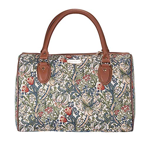 Signare Tapisserie reisetasche damen, sporttasche damen, weekender damen, reisetasche groß mit William Morris Designs (Goldene Lilie) von Signare
